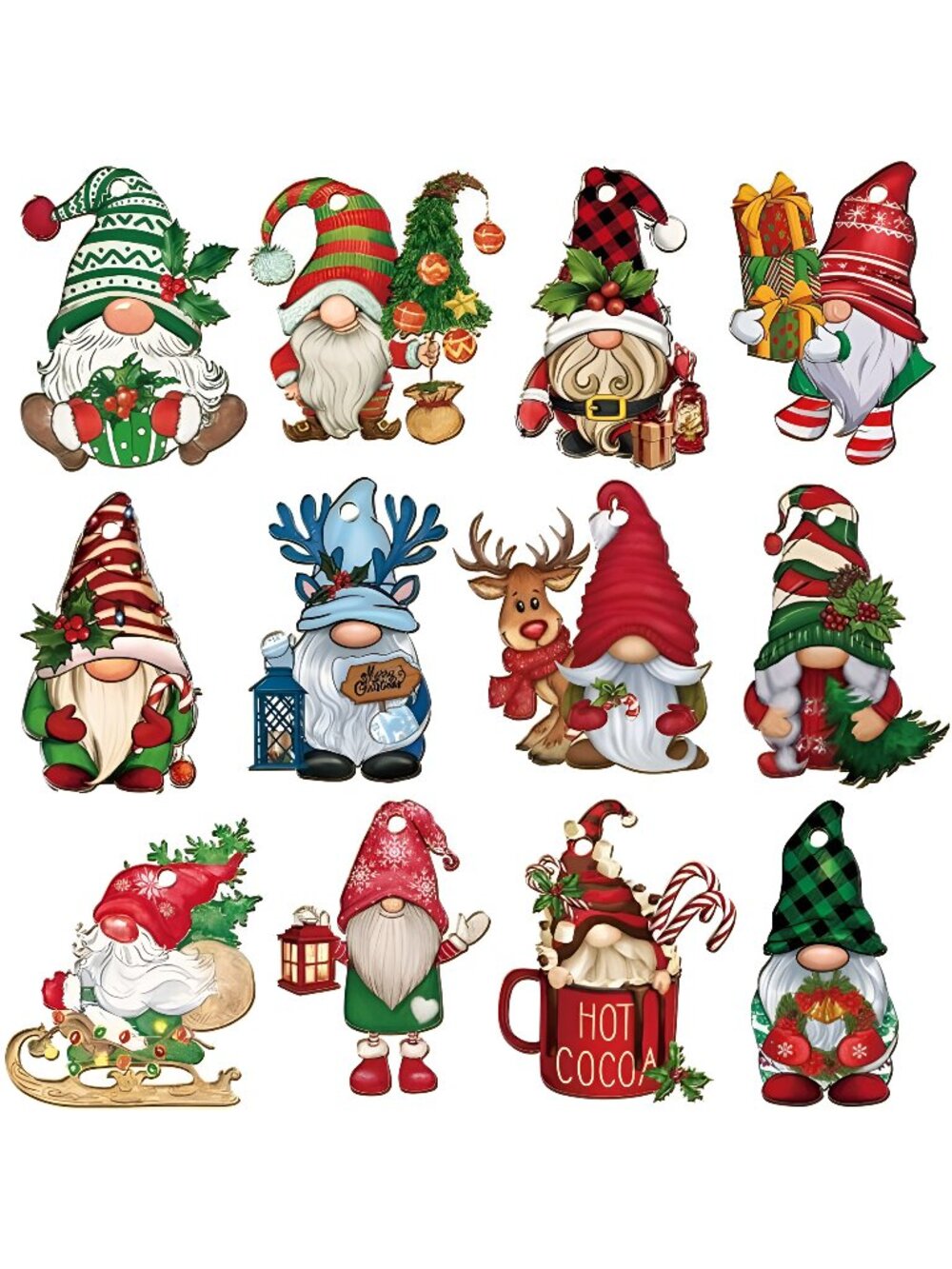 24 Pcs Christmas Gnome Wooden Hanging Ornaments, Gnome Wood for Christmas Tree
